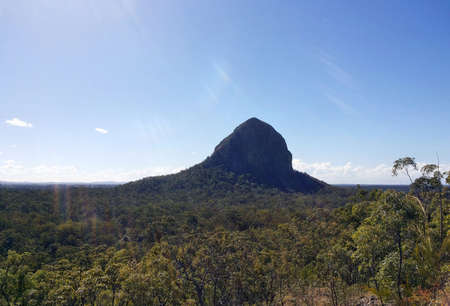Australian volcanic plug Tibberoowuccum in Glass House Mountains, Sunshine Coast, Queensland, Australia.の写真素材
