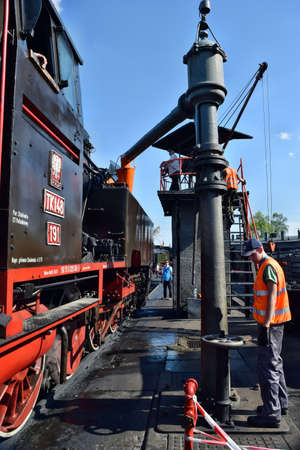 Wolsztyn, Poland - April 28, 2018: The parade of steam locomotives in Wolsztyn. The annual show,...