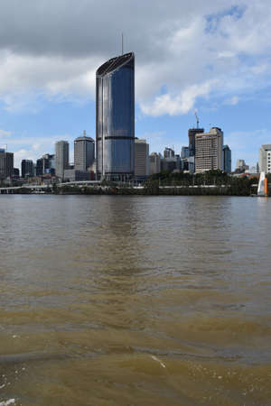 Brisbane, Queensland, Australia - November 06, 2017: Modern skyscrapers with 1 William Street building near the Brisbane Riverのeditorial素材
