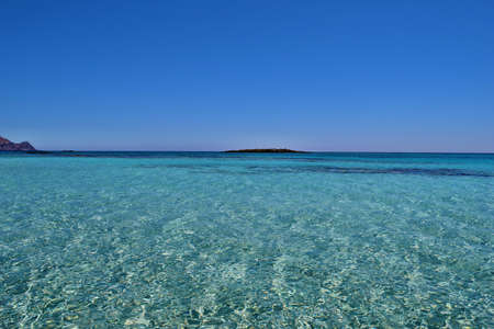 View on the tropical beach with an amazing turquoise water in Elafonisi, Creteの写真素材