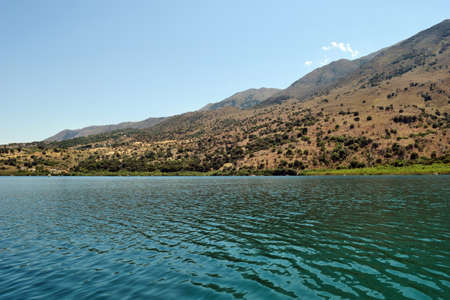 View on the lake Kournas where offten can see wild turtleの写真素材