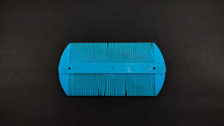 Blue dirty comb isolated on black background, Not Focusの写真素材