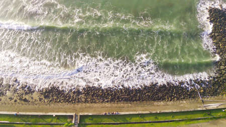 Aerial photography of Pangandaran beach in the morning, Indonesia
