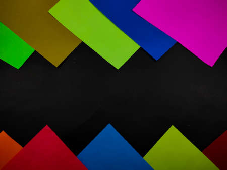 Abstract Defocused Blurred background of a black blackboard with a frame of various colors in the Cikancung area. Not Focusの写真素材