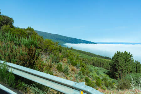Tenerife, Canary Island, SpainOn the road to the Teide there are wonderful views full of clouds below the mountain.の写真素材
