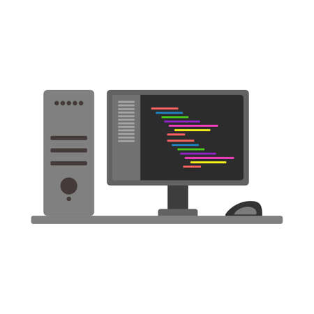 Computer illustrations for coding and programming, code syntax, and programming scripts, computer vector illustration, programming communityのイラスト素材