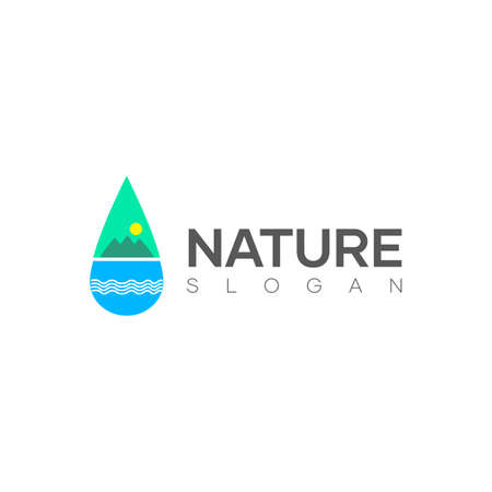 Modern minimal logo design for land and water. Natural theme logo design with abstract shapes that resemble springs. logo vectorのイラスト素材