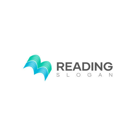 Modern minimal logo design book shape with line art. Book theme logo design with an abstract shape that resembles a book shape. logo vectorのイラスト素材