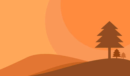 Abstract sunset landscape flat background illustration. Suitable for banners, wallpapers and websites. Vector illustrationのイラスト素材