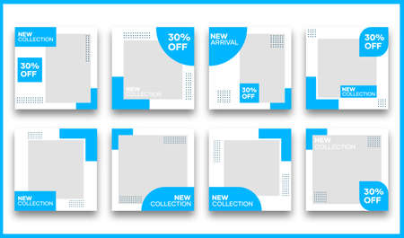 Vector social media banner template bundle. In light blue. Suitable for social media posts and website internet advertisingのイラスト素材