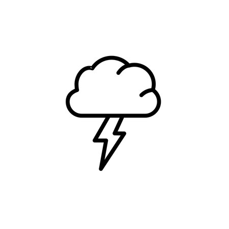 Cloudy and lightning icon. Weather and seasons icons, outline style. Vectorのイラスト素材