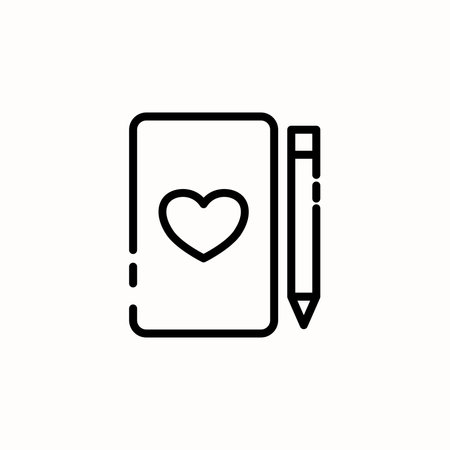 Love diary icon. Love and affection icon. Outline style icon. Vectorのイラスト素材