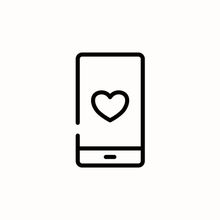 Love mobile app icon. Love and affection icon. Outline style icon. Vectorのイラスト素材