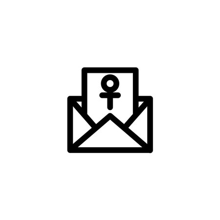 Female message letter icon with Venus symbol as a symbol of feminism. Icon design for international women's day celebrationsのイラスト素材