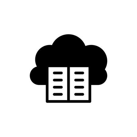 Cloud based book icon in glyph style. Icons for online learning and home study.のイラスト素材