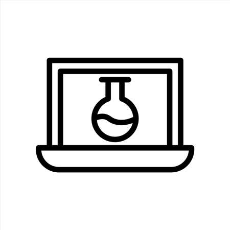 Online chemistry learning icon with outline style. Icons for online learning and home study.のイラスト素材