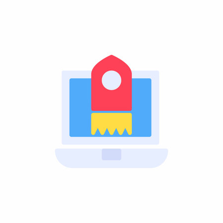 Launching rocket icon in flat icon style. Vector flat illustrationのイラスト素材