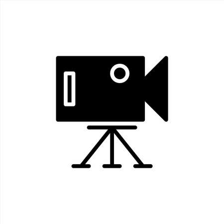 Video camera icon with tripod with glyph style. Vectorのイラスト素材
