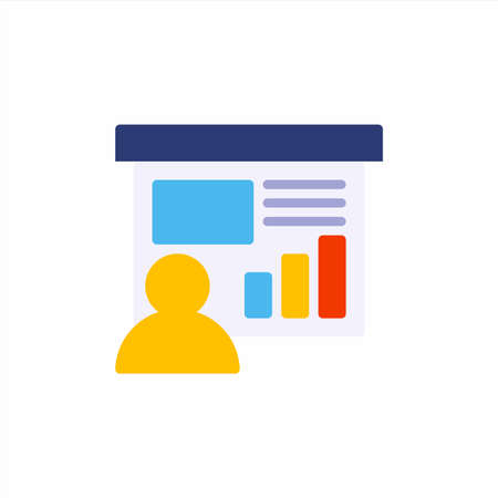 Presentation icon in flat style. Vector icon illustrationのイラスト素材
