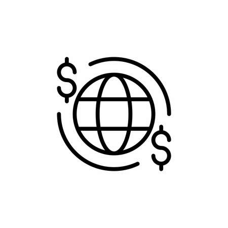 Global financial icon in line style. Vector icon illustrationのイラスト素材