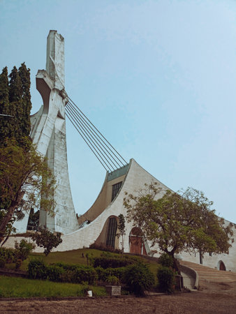 Cable-stayed bridge in the city Abidjan, Ivory Coastの写真素材