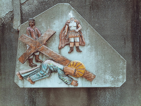 Sculpture station Way of the Cross of the Cathedral of St. Paul in Abidjan, Ivory Coastの写真素材
