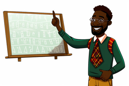 Teacher with a blackboard in his hands. Vector illustration.の素材