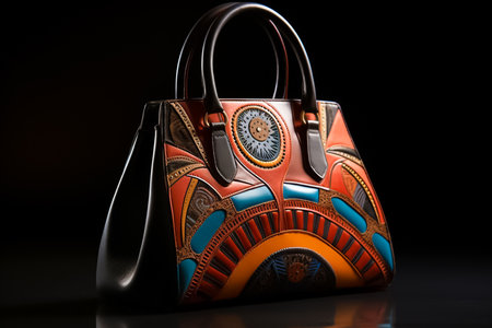 Fashionable women's handbag on a dark background. Studio shot.の素材