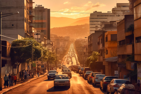 View of the city of Cartagena at sunset, Colombia.の素材