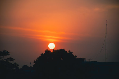 Sunset over the city. The sun sets over the city.