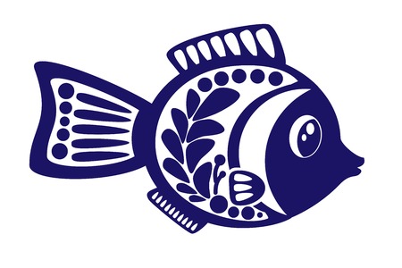 Illustration of isolated cartoon fish on white background. Vector illustrationのイラスト素材