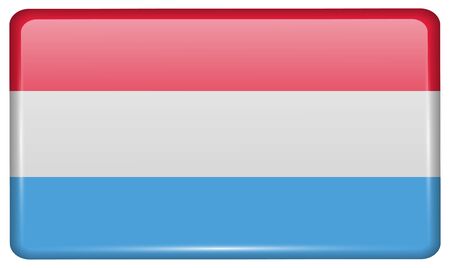 Flags of Luxembourg in the form of a magnet on refrigerator with reflections light. Vector illustrationのイラスト素材