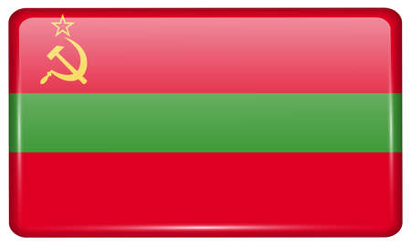 Flags of Transnistria in the form of a magnet on refrigerator with reflections light. Vector illustrationのイラスト素材