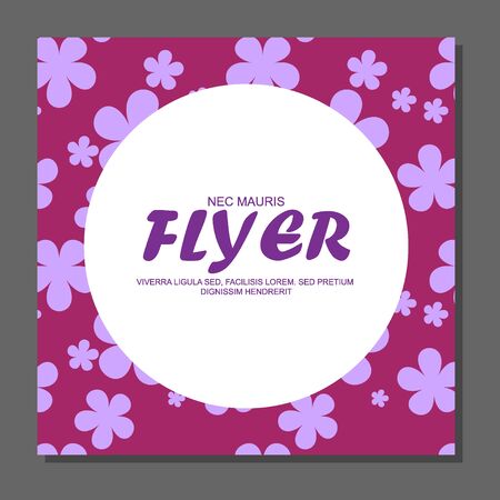 Violet flowers on a flyer. Can be used as greeting cards or wedding invitation. Vector illustrationのイラスト素材