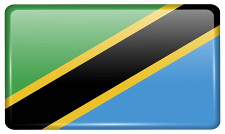 Flags of Tanzania in the form of a magnet on refrigerator with reflections light. Vector illustrationのイラスト素材