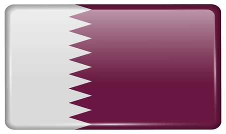 Flags of Qatar in the form of a magnet on refrigerator with reflections light. Vector illustrationのイラスト素材
