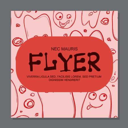 Flyers with Funny faces, cartoon-style on background. It can be used as invitation or card. Vector illustrationのイラスト素材