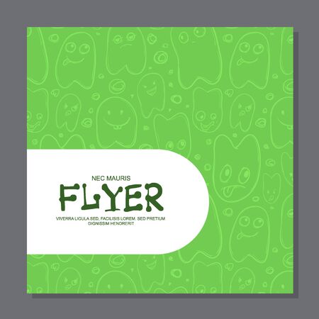 Flyers with Funny faces, cartoon-style on background. It can be used as invitation or card. Vector illustrationのイラスト素材