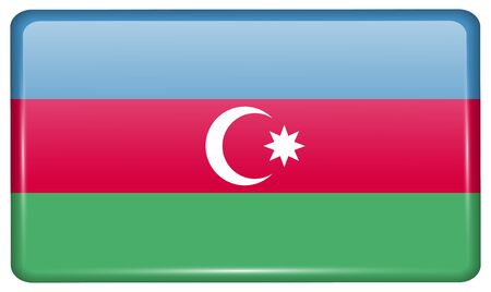 Flags of Azerbaijan in the form of a magnet on refrigerator with reflections light. Vector illustrationのイラスト素材