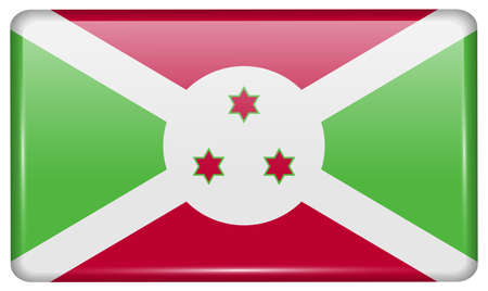 Flags of Burundi in the form of a magnet on refrigerator with reflections light. Vector illustrationのイラスト素材