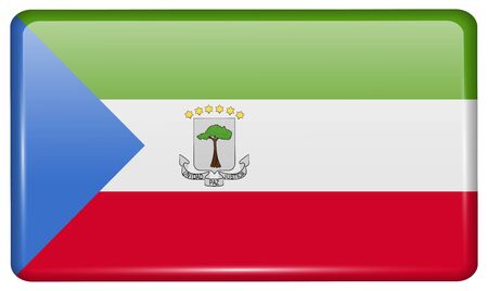 Flags of Equatorial Guinea in the form of a magnet on refrigerator with reflections light. Vector illustrationのイラスト素材