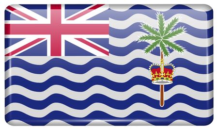 Flags of British Indian Ocean Territory in the form of a magnet on refrigerator with reflections light. Vector illustrationのイラスト素材