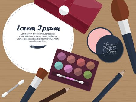 Womens cosmetics on a table with place for your text. Vector illustrationのイラスト素材