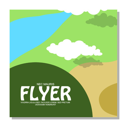 Flyers with the image of rocky terrain and forests. It can be used as an invitation to the camp. Vector illustrationのイラスト素材