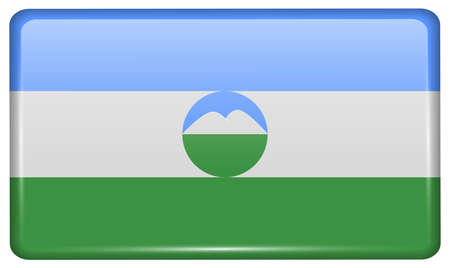 Flags of KabardinoBalkaria in the form of a magnet on refrigerator with reflections light. Vector illustrationのイラスト素材