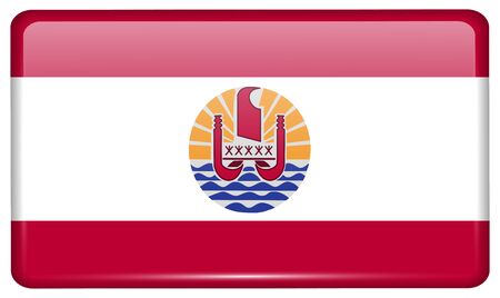 Flags of french polynesia in the form of a magnet on refrigerator with reflections light. Vector illustrationのイラスト素材