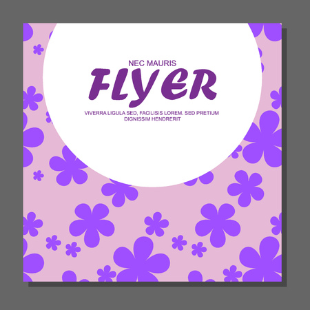 Violet flowers on a flyer. Can be used as greeting cards or wedding invitation. Vector illustrationのイラスト素材