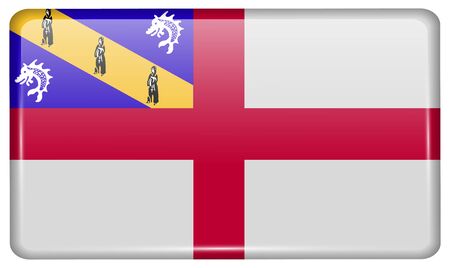 Flags of Herm in the form of a magnet on refrigerator with reflections light. Vector illustrationのイラスト素材