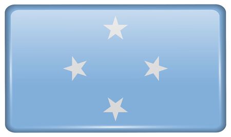 Flags of Micronesia in the form of a magnet on refrigerator with reflections light. Vector illustrationのイラスト素材