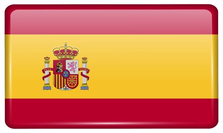 Flags of Spain in the form of a magnet on refrigerator with reflections light. Vector illustrationのイラスト素材
